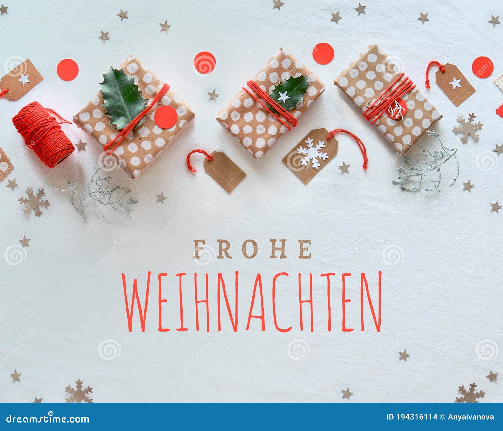 Text Frohe Weihnachten Means Merry Christmas In German