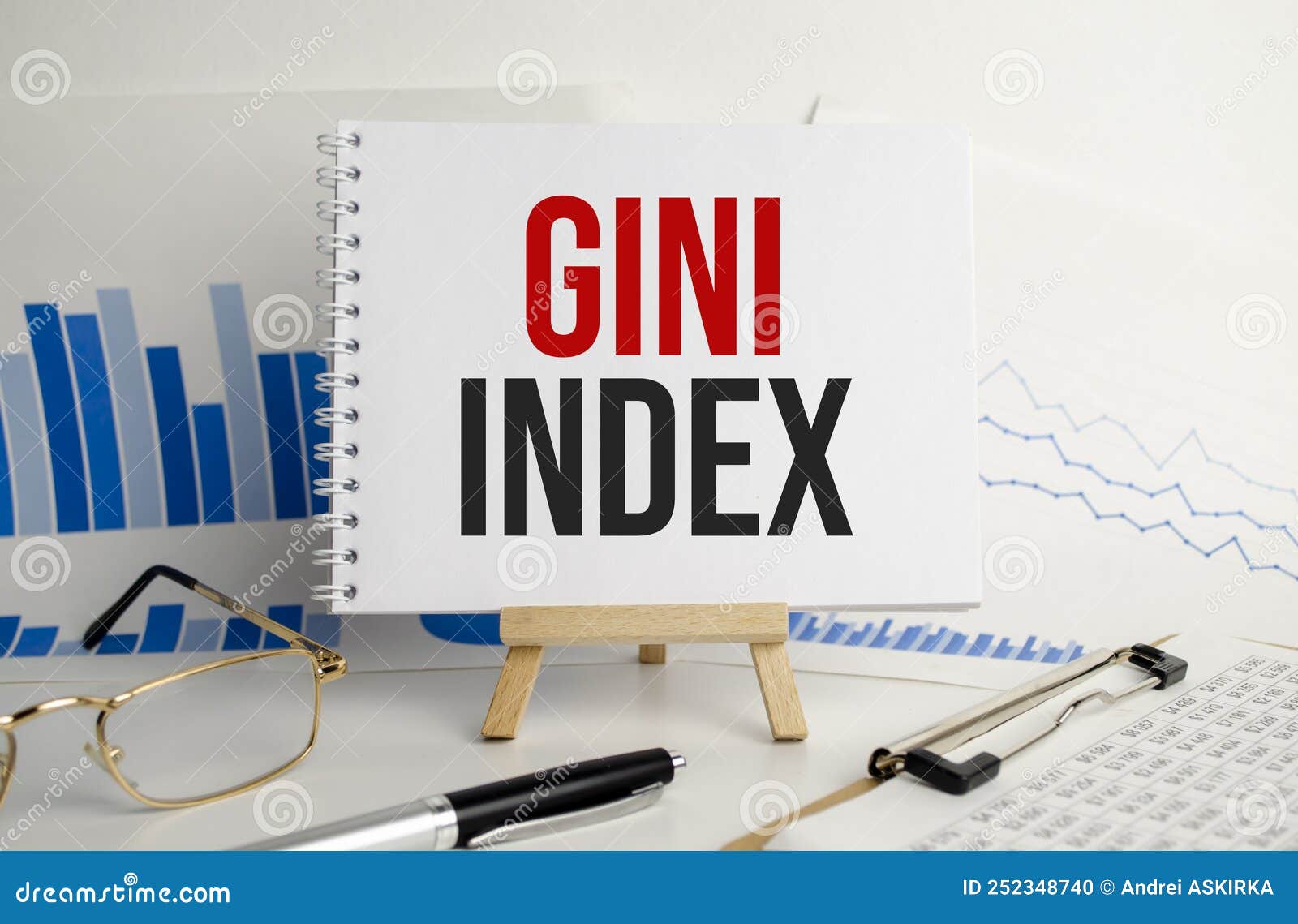 Text GINI INDEX on Notepad and Charts Stock Photo Image of