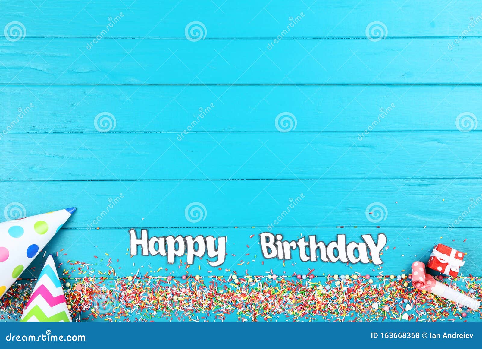 Text Happy Birthday with Decorations Stock Photo - Image of shape ...