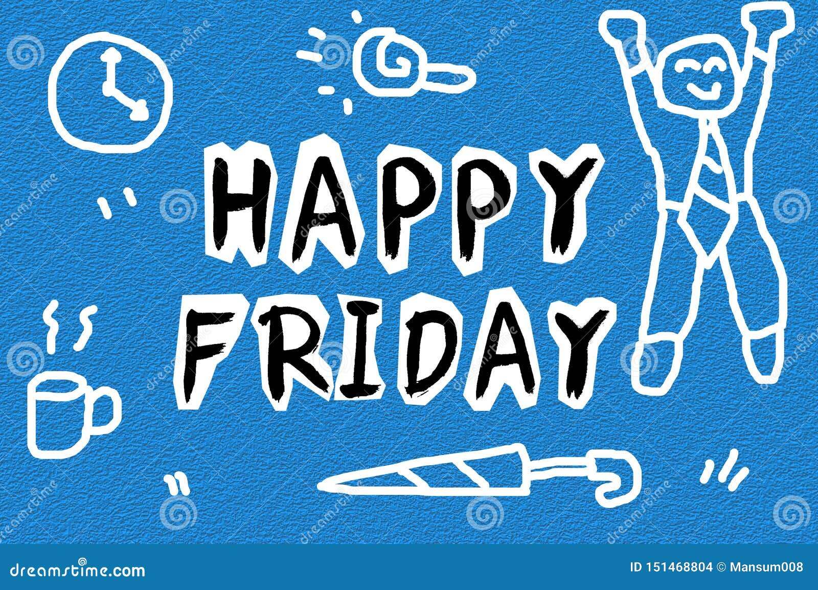 Text Happy Friday on Grunge Blue Illustration Background Stock ...