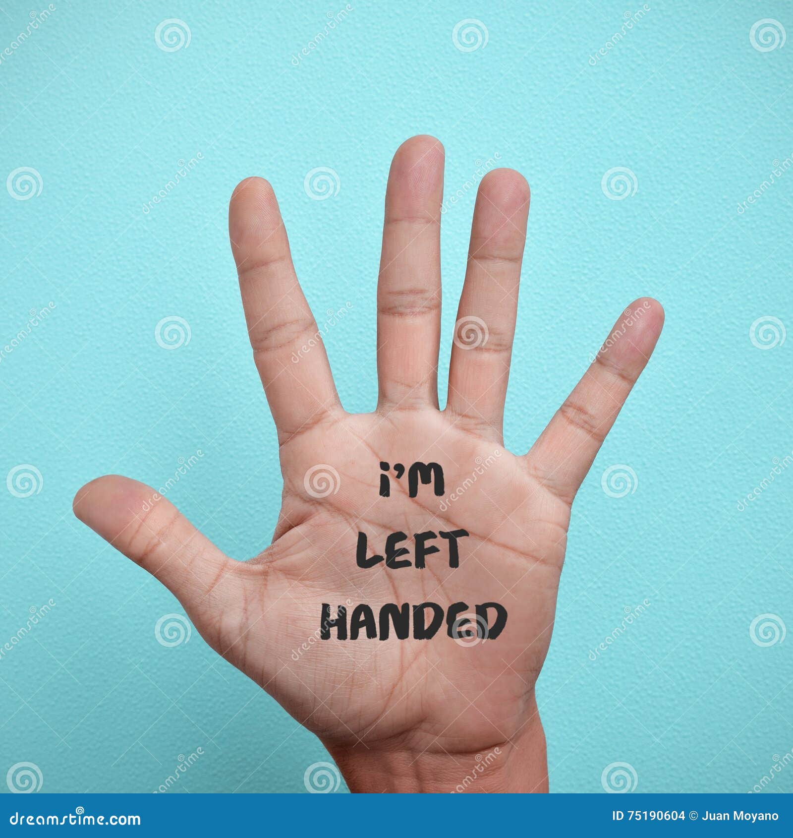 text i am left-handed in the palm of the hand