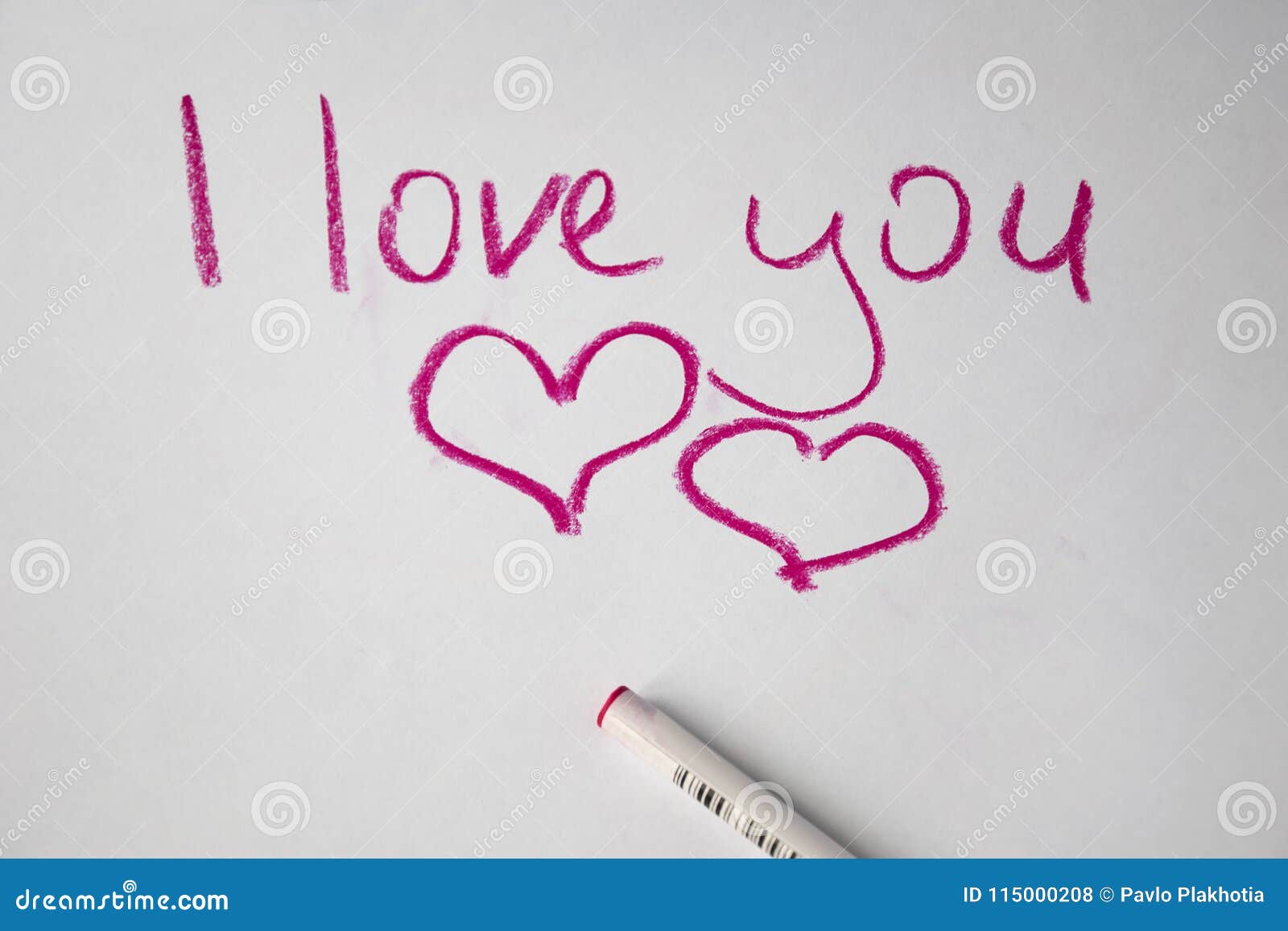 Text L Love You Hand Written by Colored Pen on White Paper Stock ...