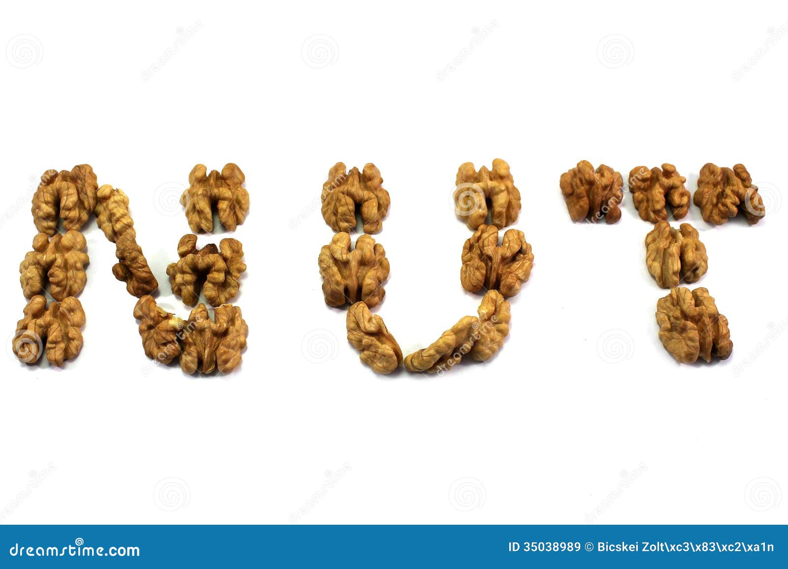 Text made of walnuts stock image. Image of brown, hard 35038989