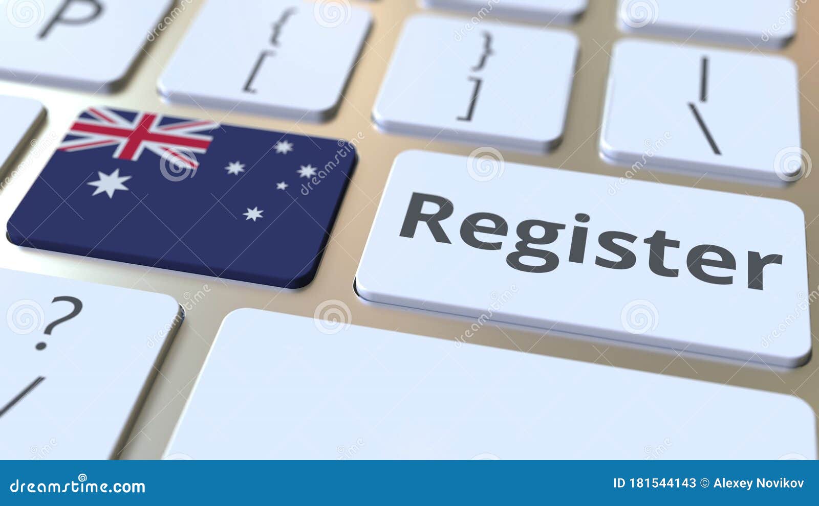 Register Text And Flag Of Australia On The Keyboard ...