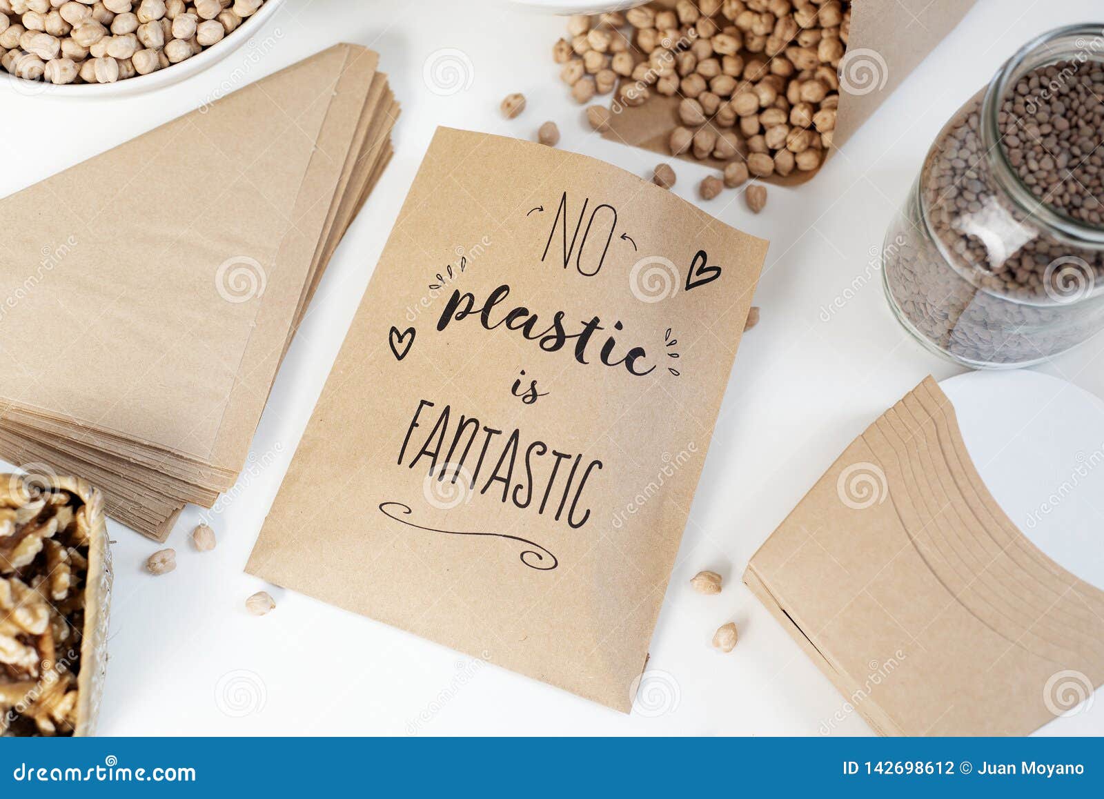 Text No Plastic Is Fantastic In A Paper Bag Stock Photo Image Of