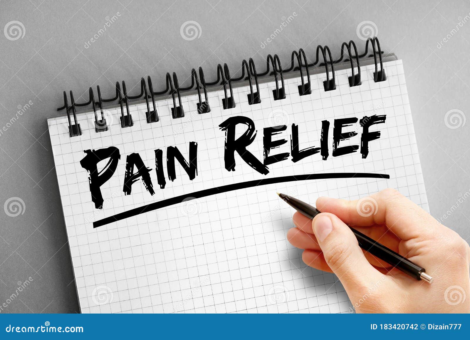 text note - pain relief, health concept
