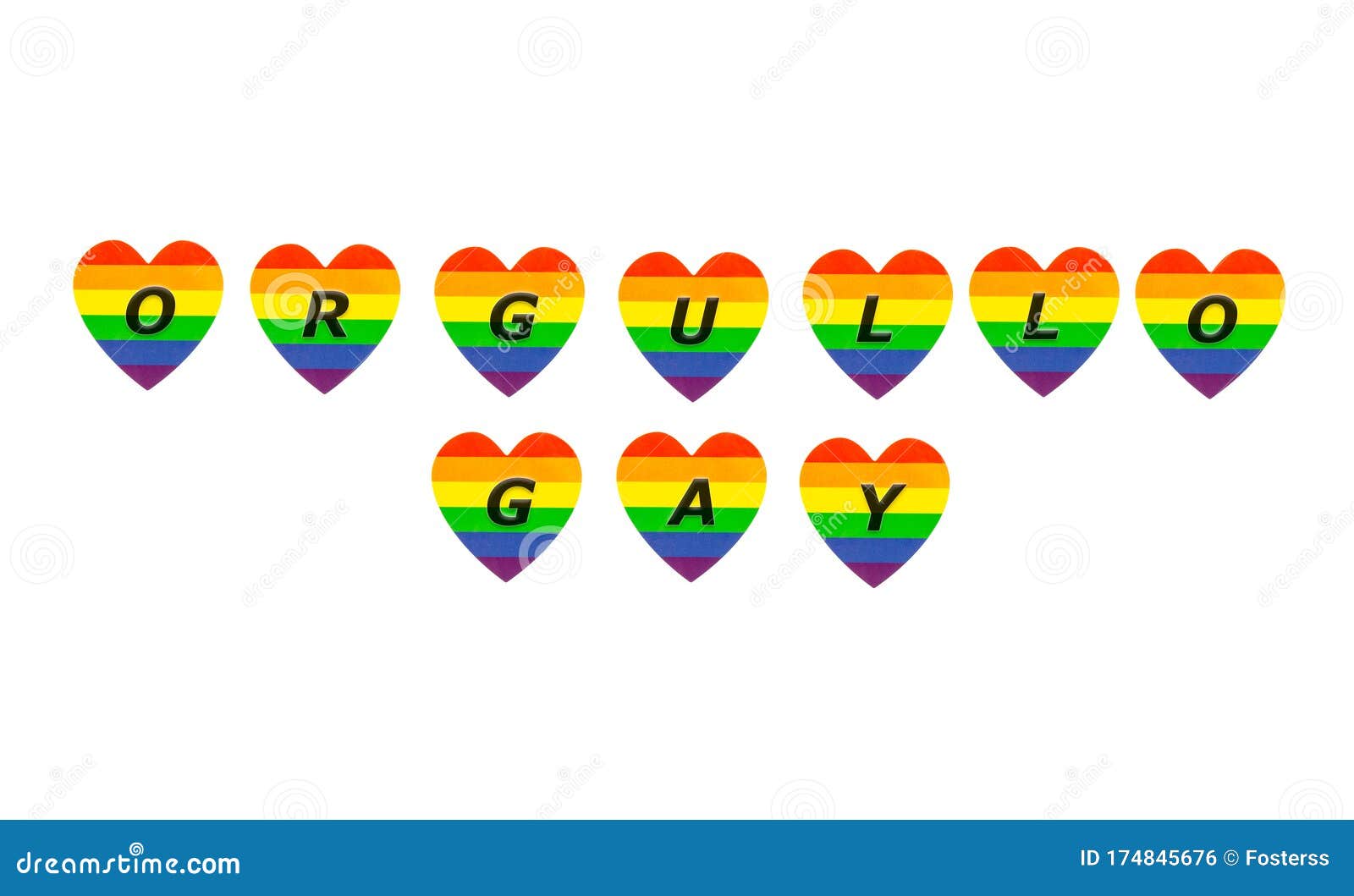 text orgullo gay in hearts, in english pride gay