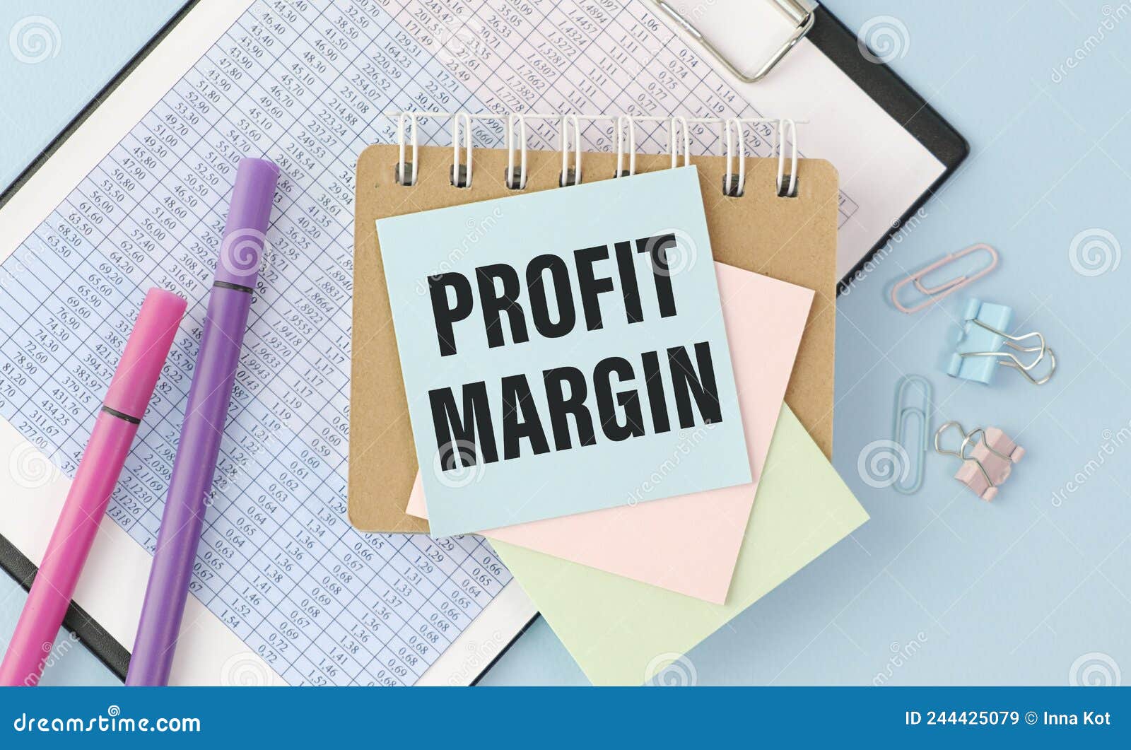 Text PROFIT MARGIN on Sticker on Notepad Stock Image Image of