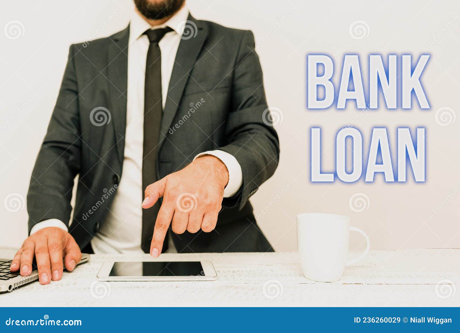 text showing inspiration bank loan. conceptual photo an amount of money loaned at interest by a bank to a borrower