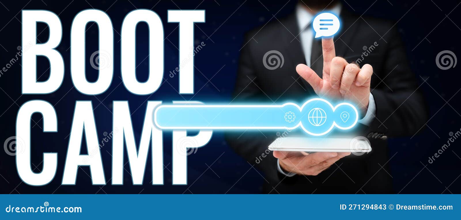 Sign displaying Boot Camp, Internet Concept Military training camp