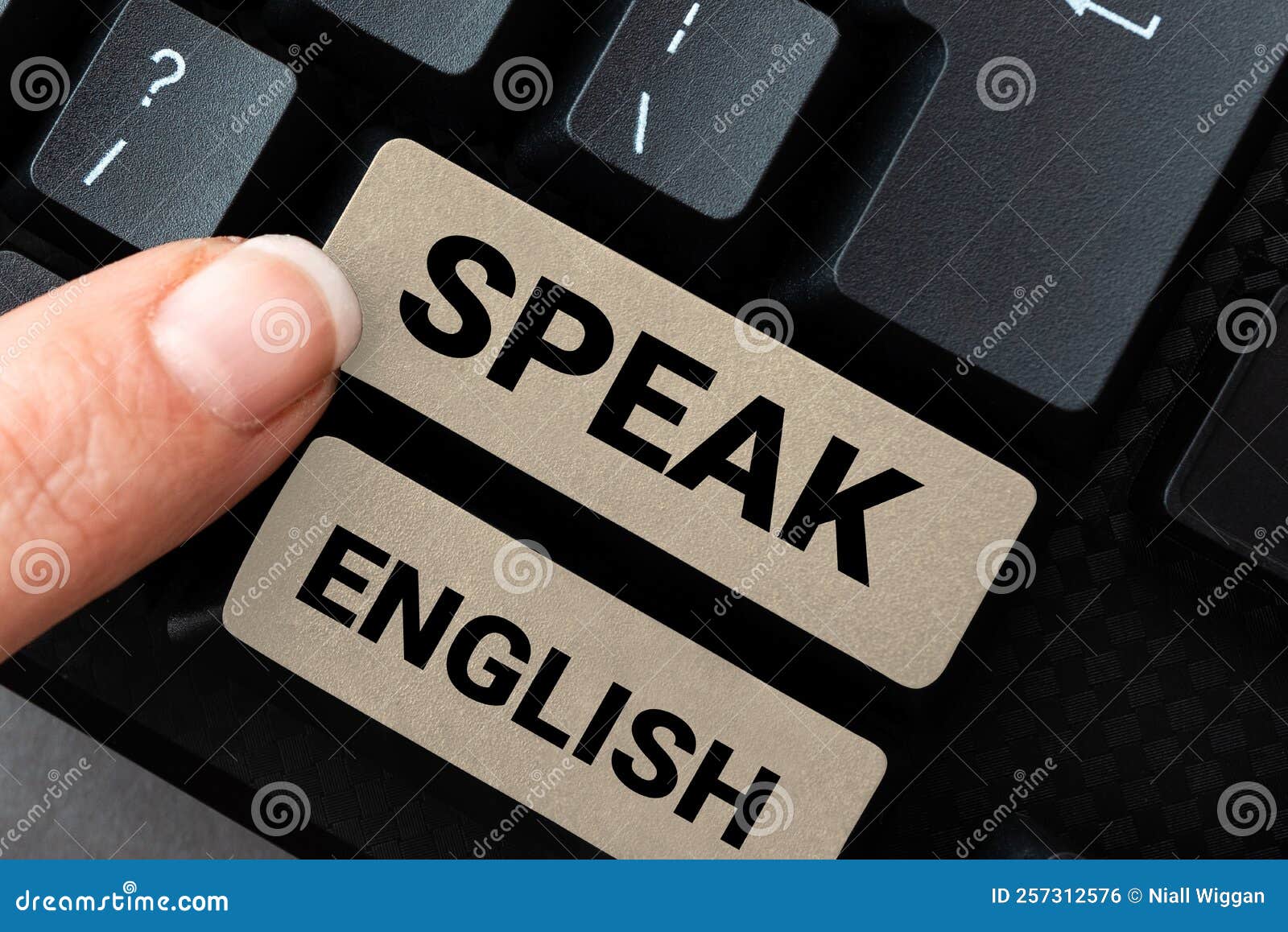 text showing inspiration speak english. concept meaning study another foreign language online verbal courses