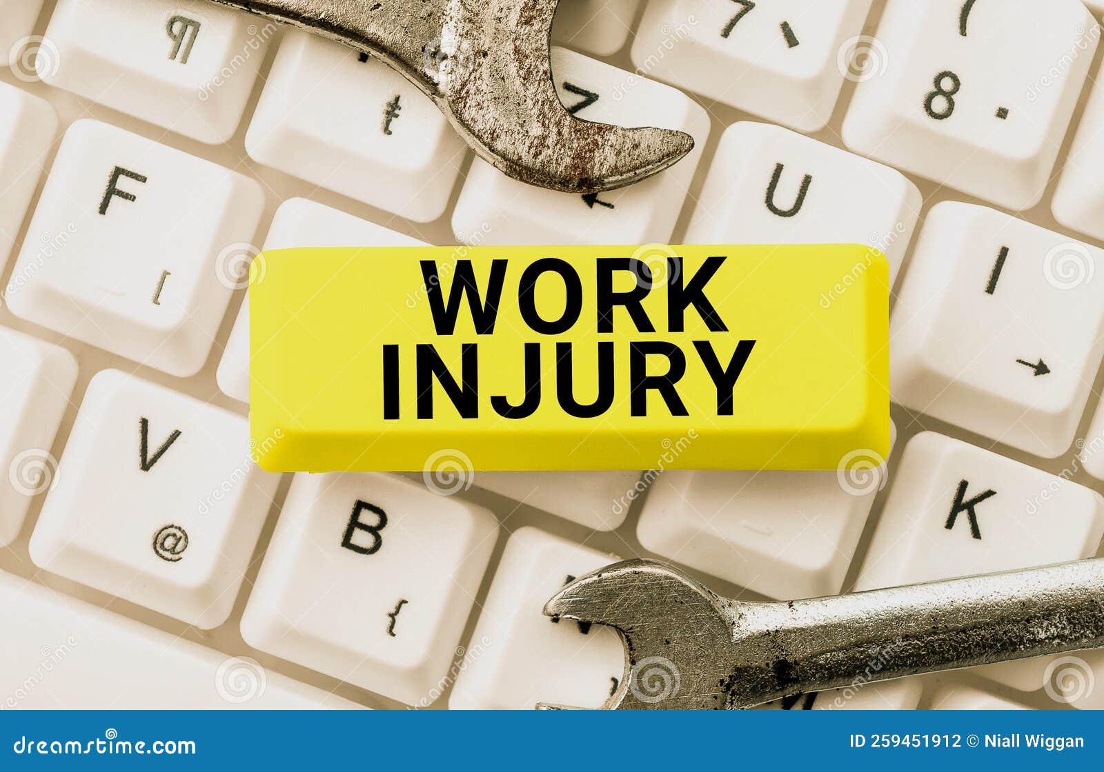 text showing inspiration work injury. business concept an accident occurred as a result of labor resulting to an damage