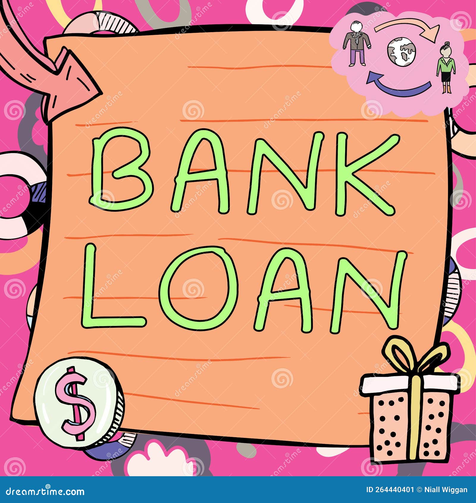Conceptual Display Bank Loan. Word for an Amount of Money Loaned at