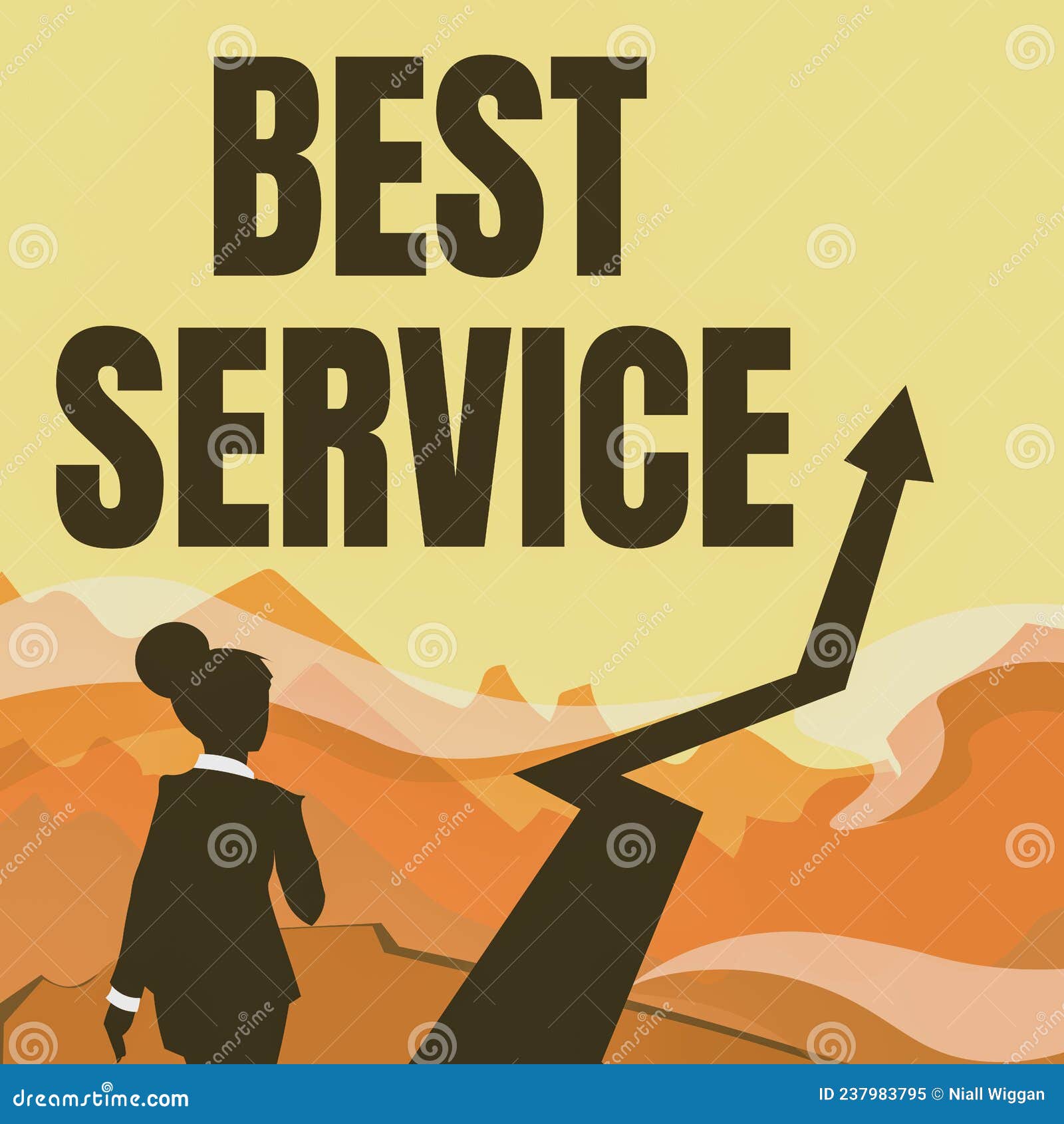 text sign showing best service. word for finest reviewed assistance provided by a system to its customer lady walking