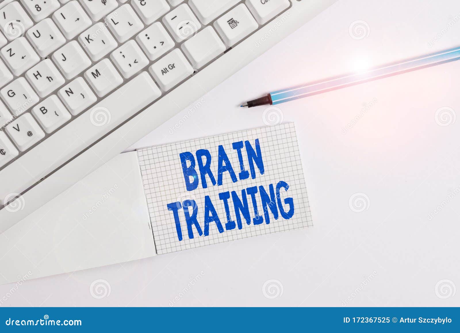 text sign showing brain training. conceptual photo mental activities to maintain or improve cognitive abilities white pc keyboard