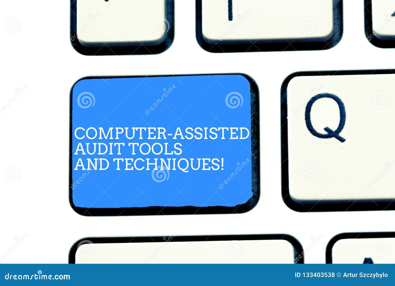 text sign showing computer assisted audit tools and techniques. conceptual photo modern auditing applications keyboard