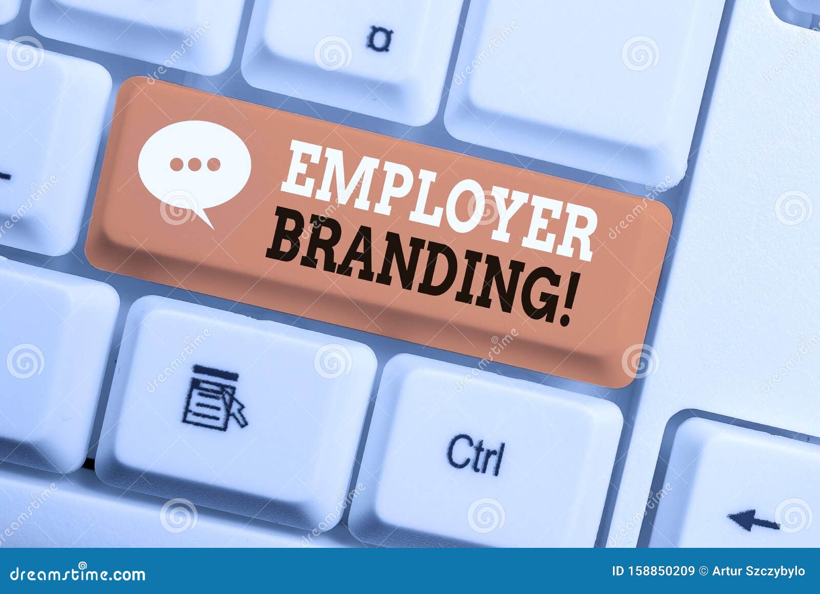 text sign showing employer branding. conceptual photo promoting company employer choice to desired target group white pc