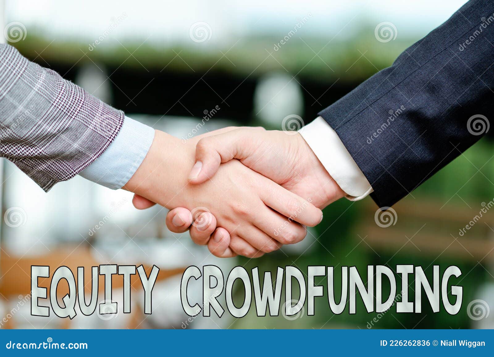 text sign showing equity crowdfunding. business concept raising capital used by startups and earlystage company two
