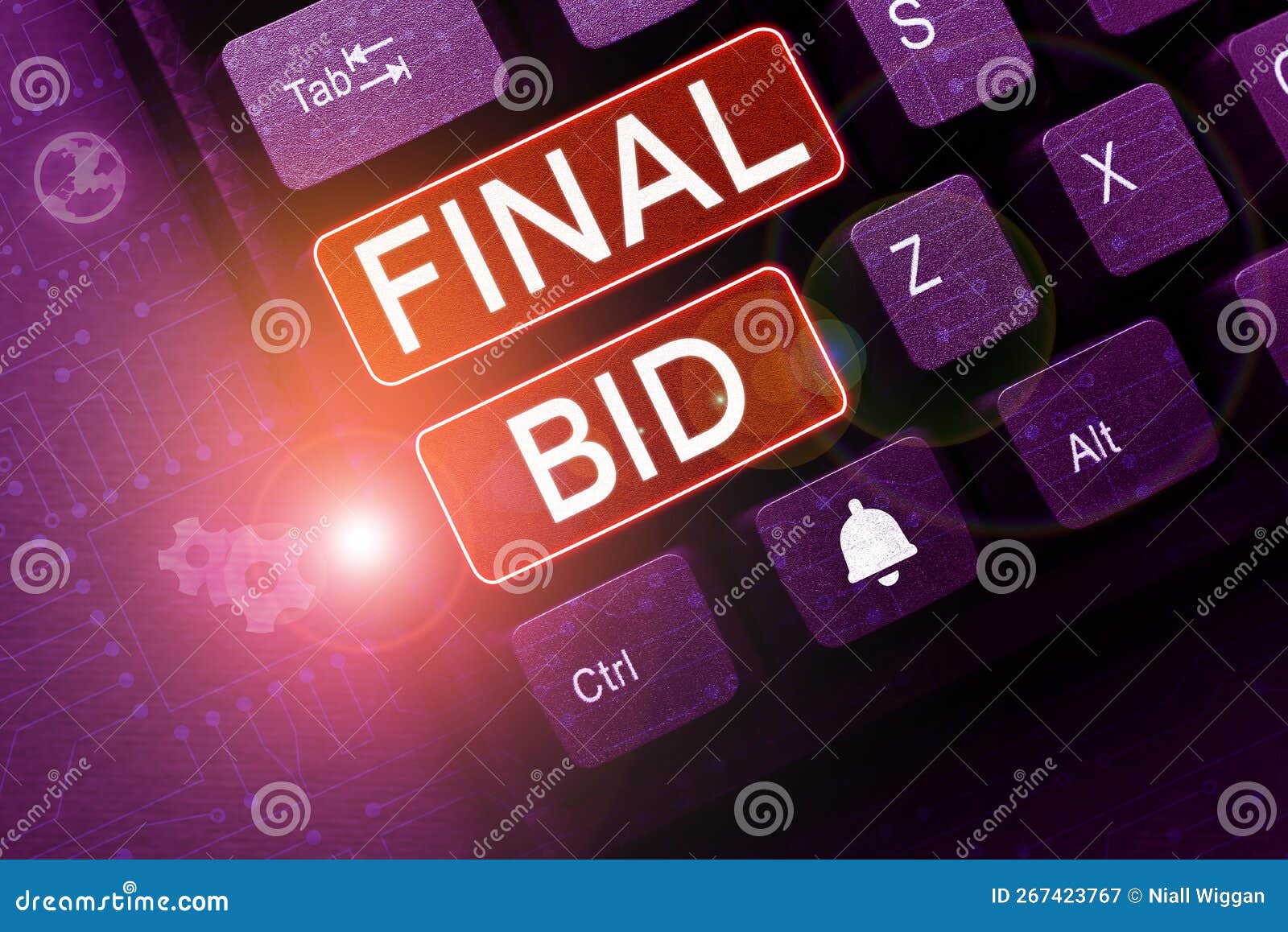 text sign showing final bid. concept meaning the decided cost of an item which is usualy very expensive