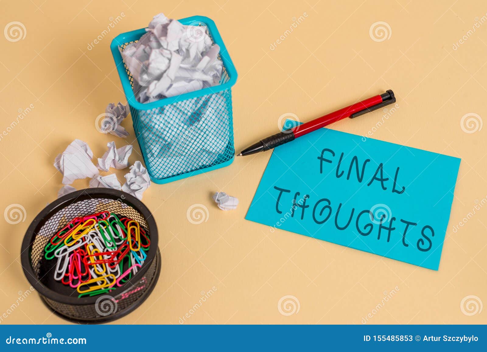 text sign showing final thoughts. conceptual photo the conclusion or last few sentences within your conclusion crumpled