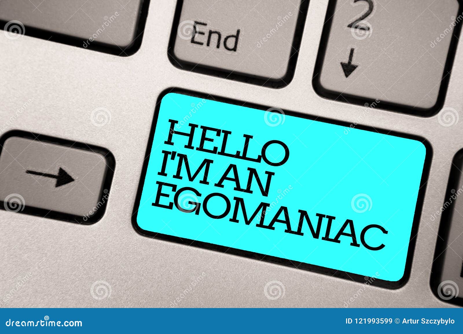 text sign showing hello i am an egomaniac. conceptual photo selfish egocentric narcissist self-centered ego silver grey computer k