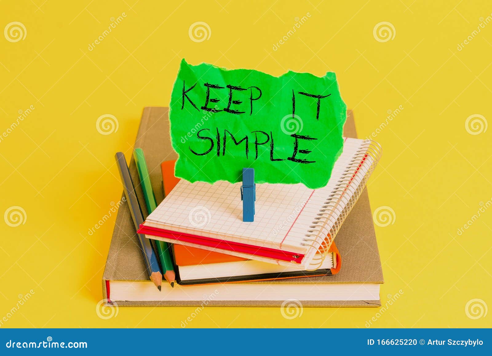 text sign showing keep it simple. conceptual photo remain in the simple place or position not complicated book pencil