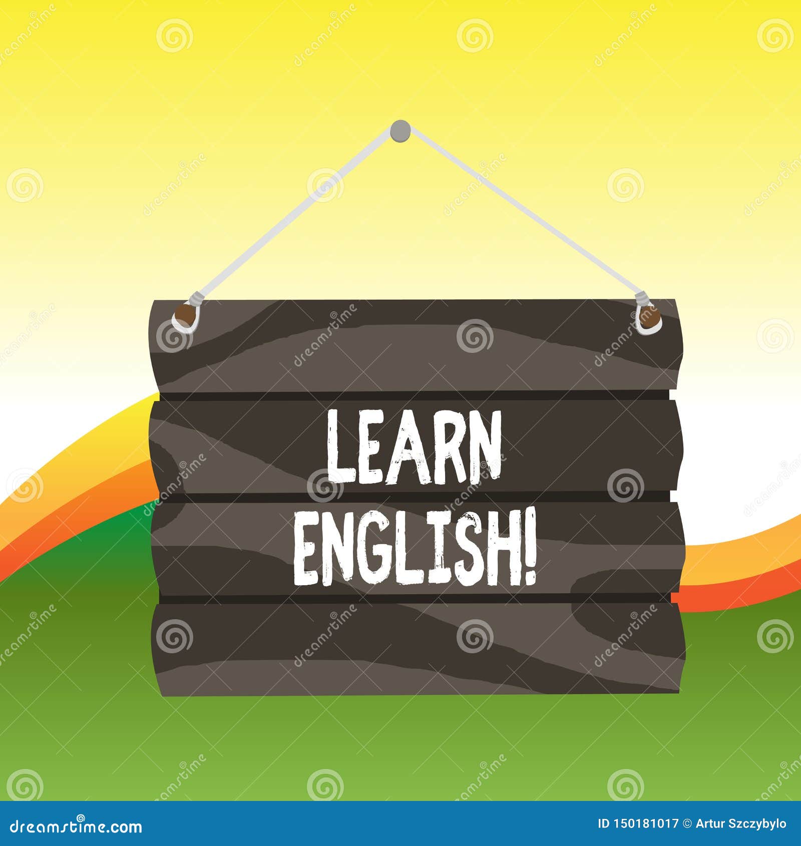 text sign showing learn english. conceptual photo gain acquire knowledge in new language by study hook up blank sign