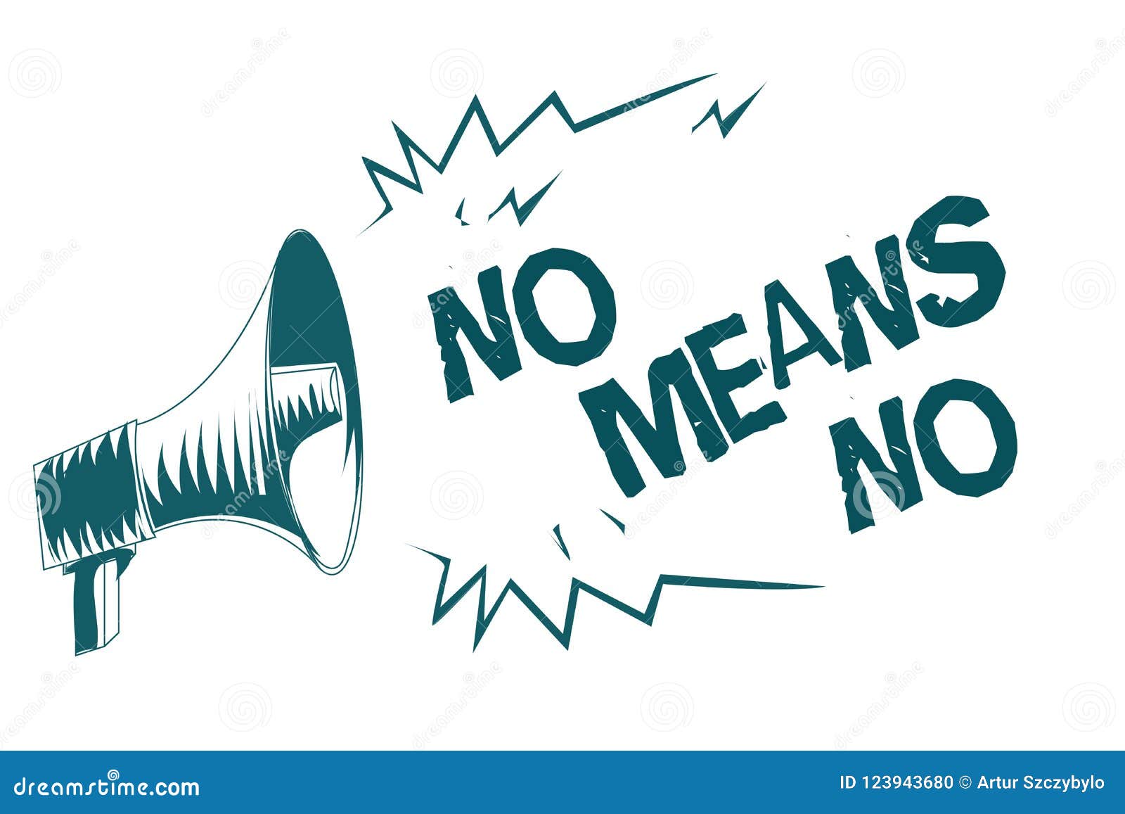 text sign showing no means no. conceptual photo stop abuse gender violence negative response sexual harassment gray megaphone loud