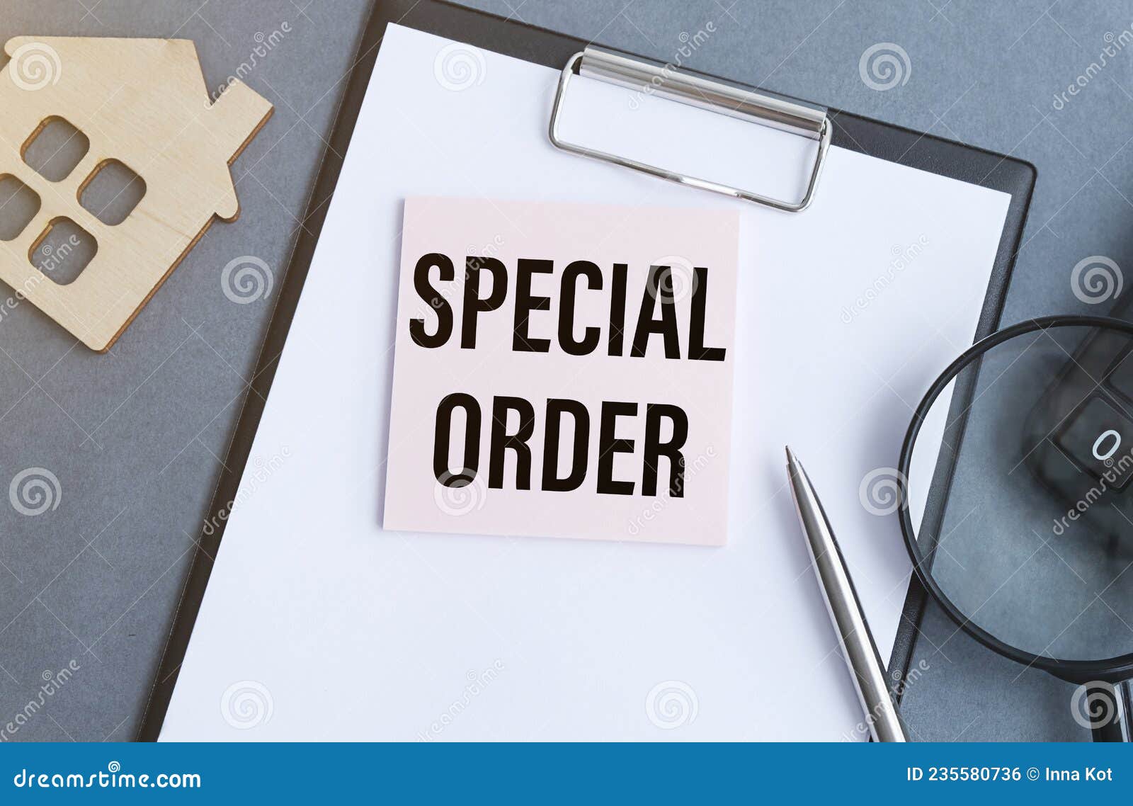 text sign showing special order. a special item requested by the military headquarters for a daily note.