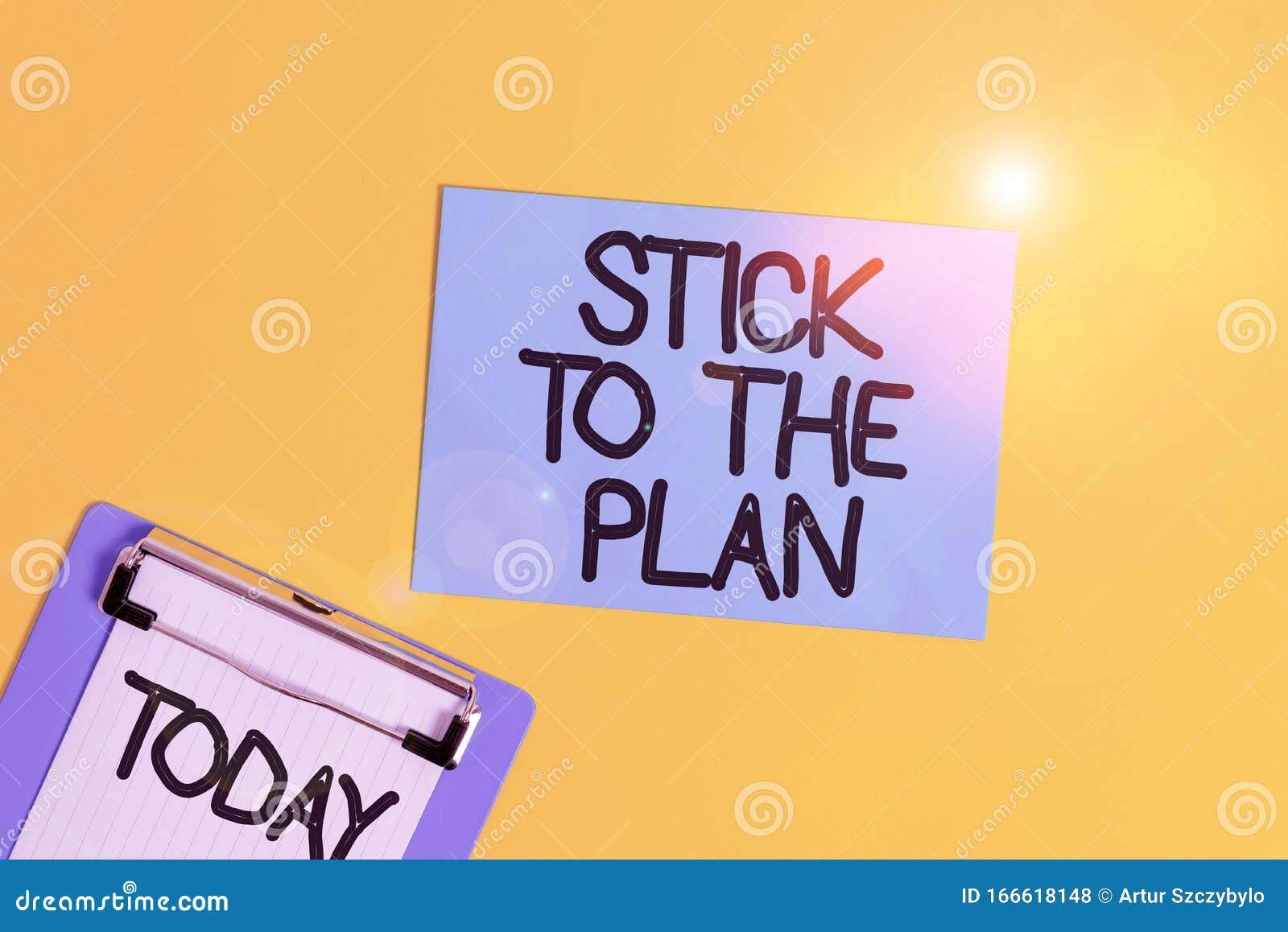 text sign showing stick to the plan. conceptual photo to adhere to some plan and not deviate from it follow metal