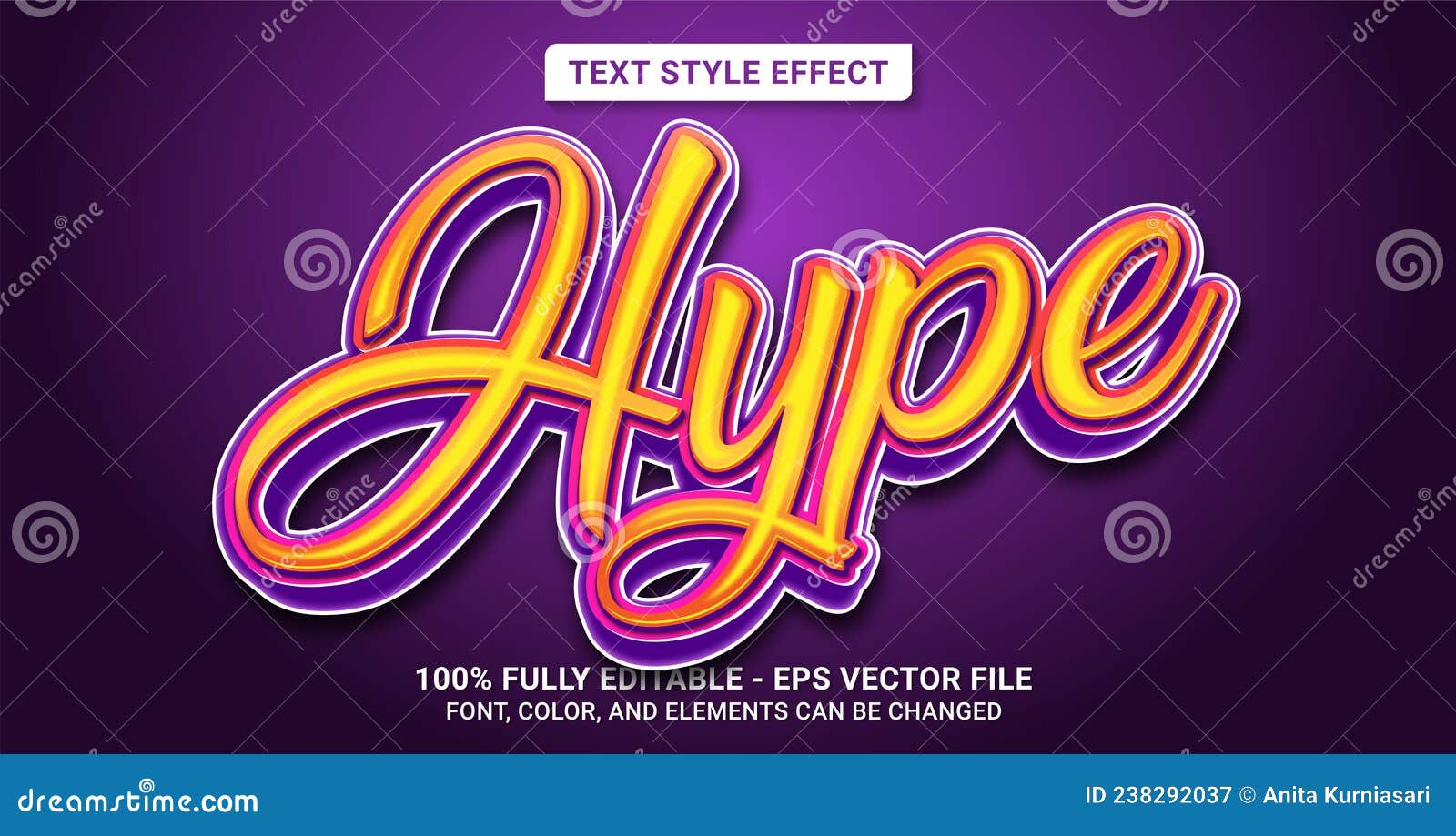 Text Style with Hype Theme. Editable Text Style Effect Stock Vector ...