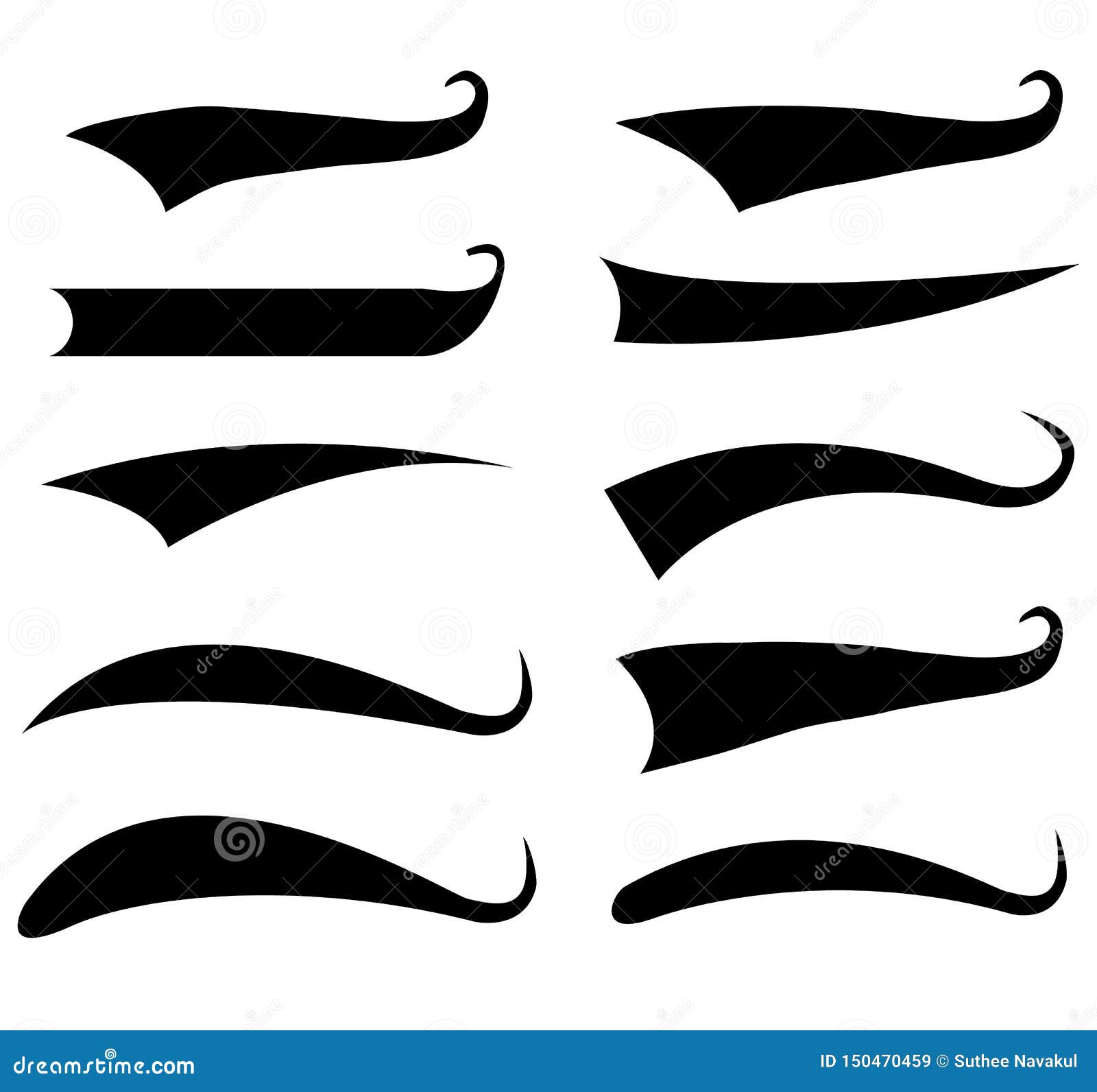 Swooshes set for athletic typography Royalty Free Vector