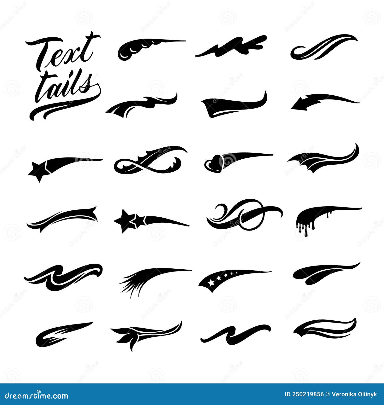 Swoosh and swash typography tails shape underline Vector Image