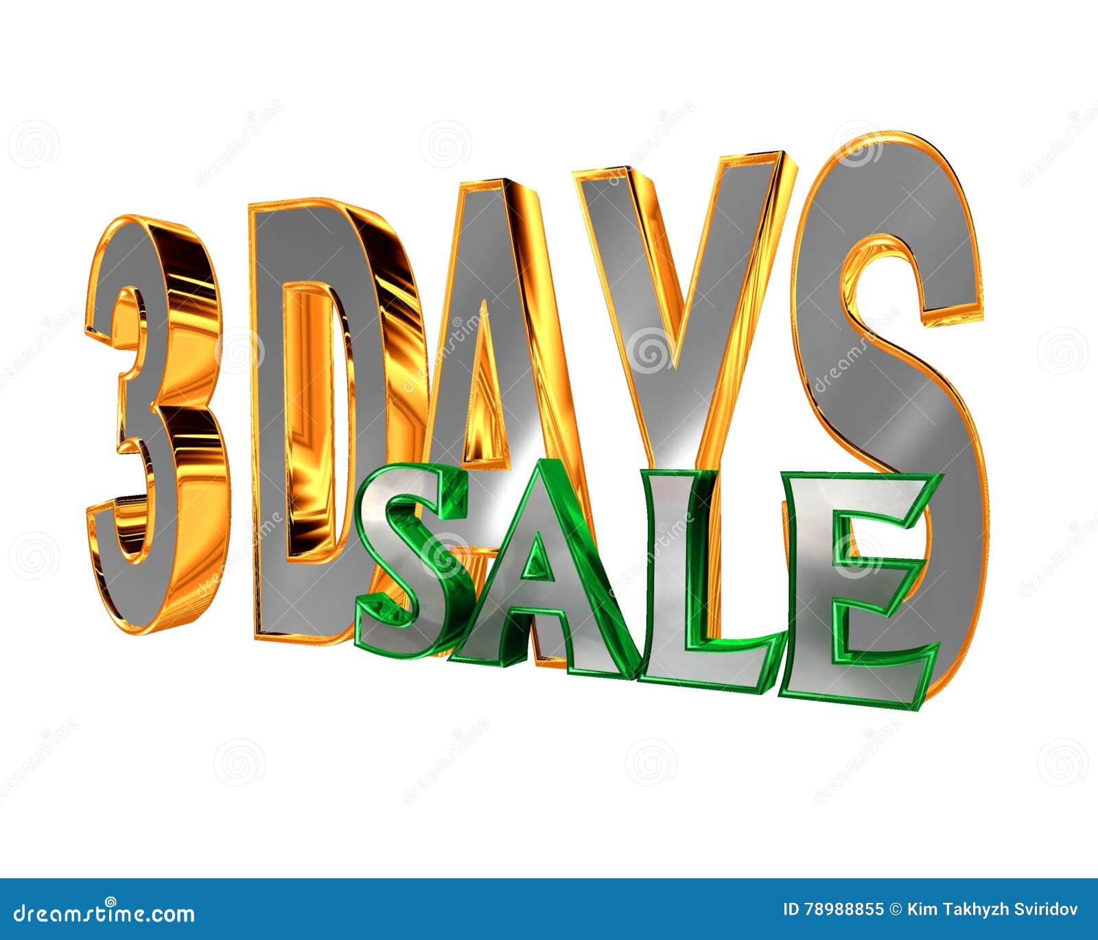 The Text of the Three Day Sale Discounts on a White Background Stock