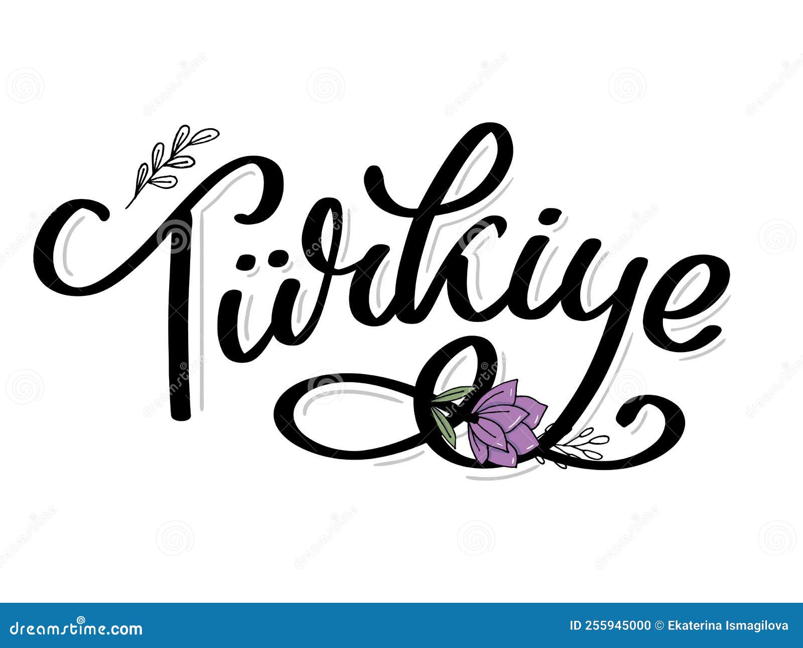 Text in the Turkish Turkey Lettering. Handwritten Name of the Country