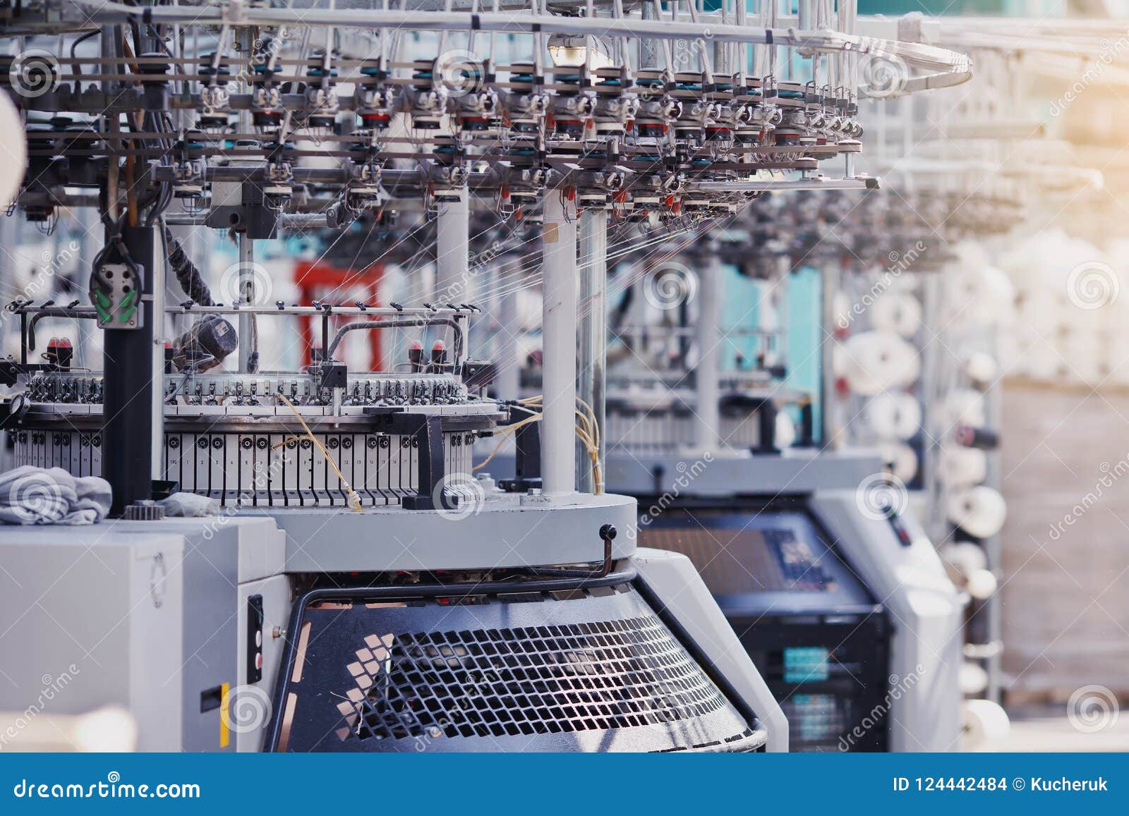 Textile Factory in Spinning Production Line and a Rotating Machinery