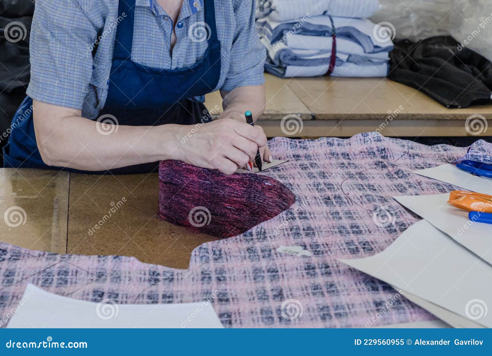 Textile Industry, Clothing Production and Fabric Cutting Stock Image