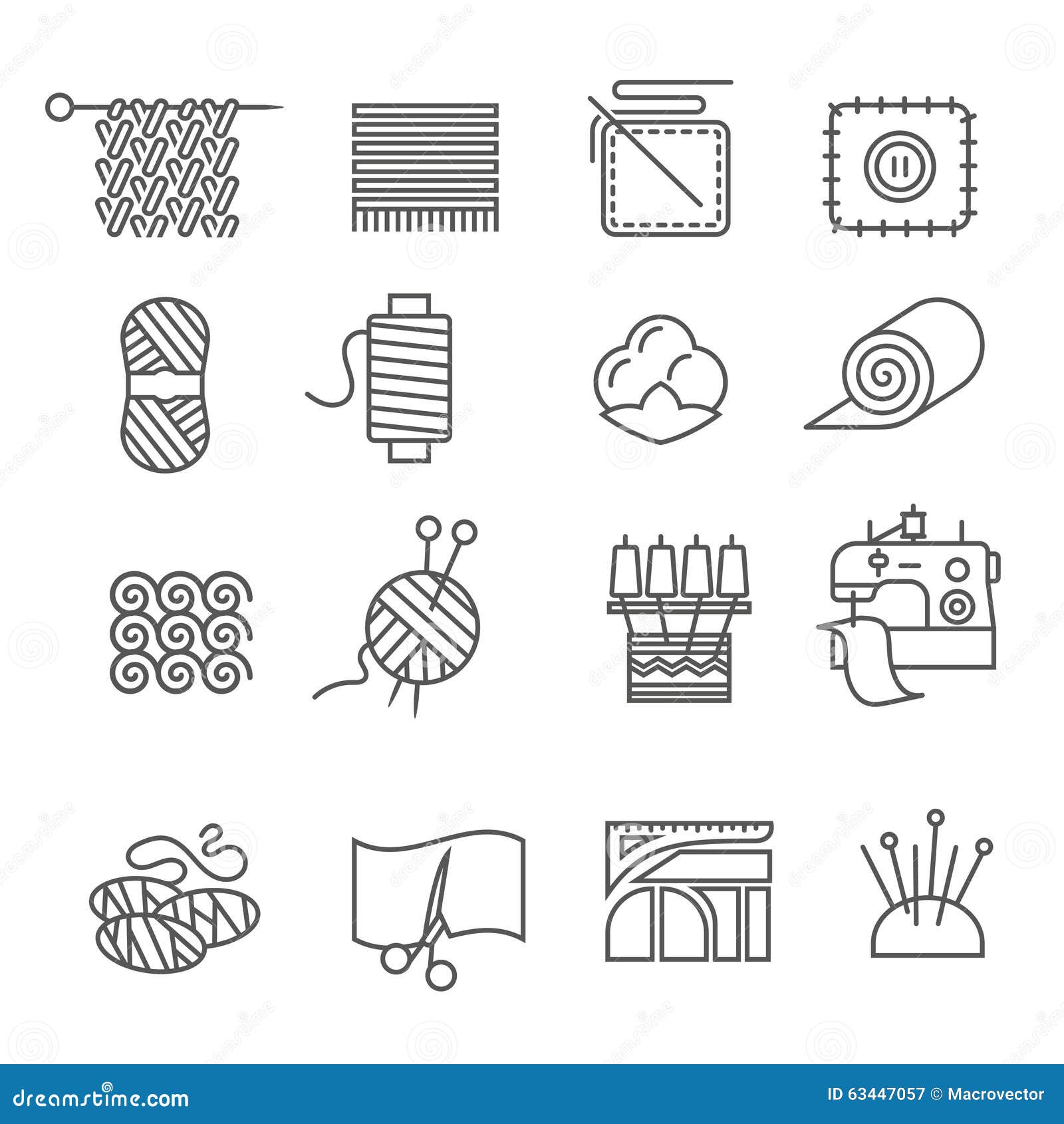 textile industry icons set