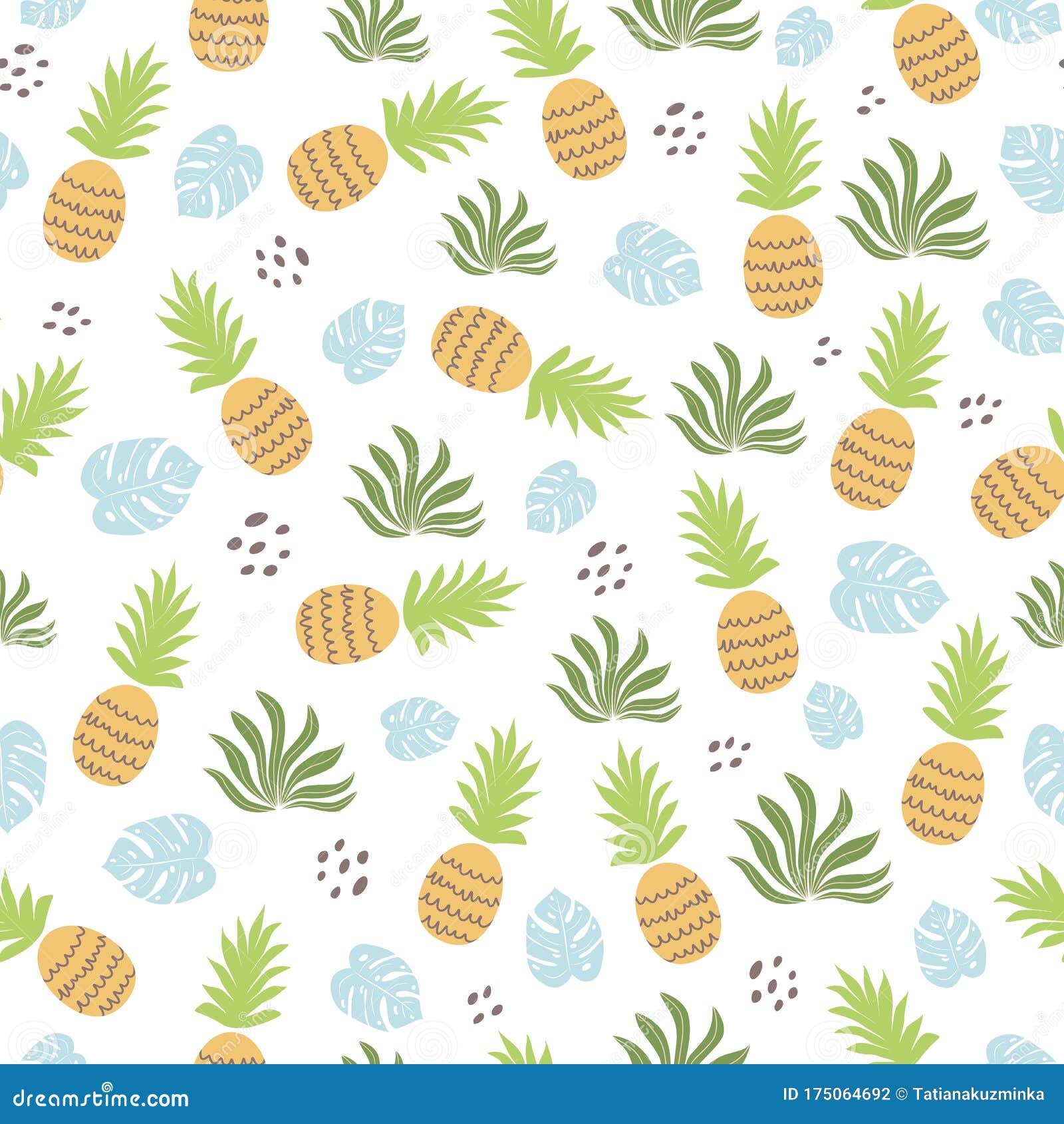 Textile Patterns Fruit Tropical Pineapple Seamless Pattern Exotic Fruits Leaves Summer Background Vector Print Stock Vector Illustration Of Banner Pattern 175064692