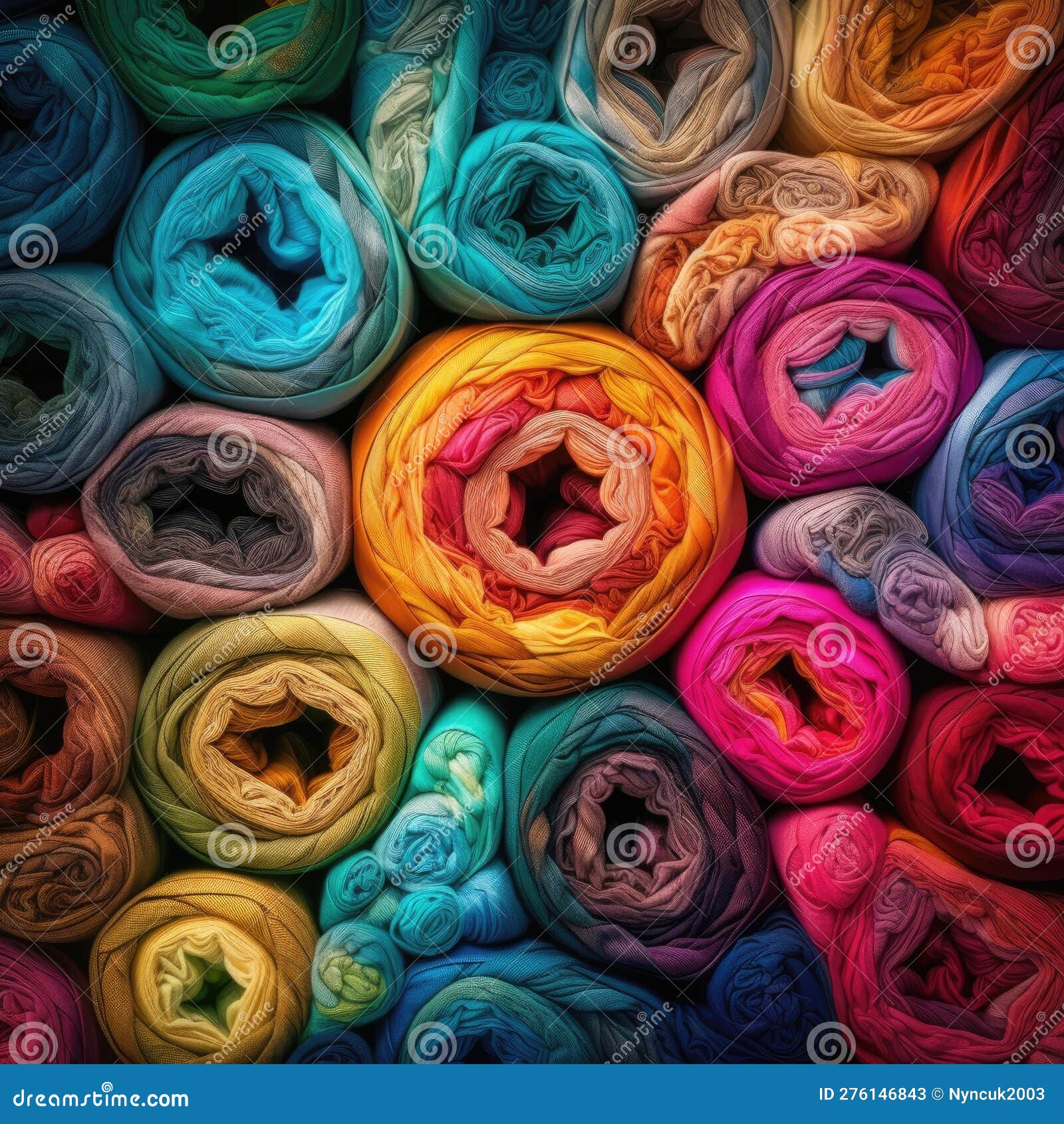 textile rolls scrolls pattern rainbow colorful poster background wall art.
