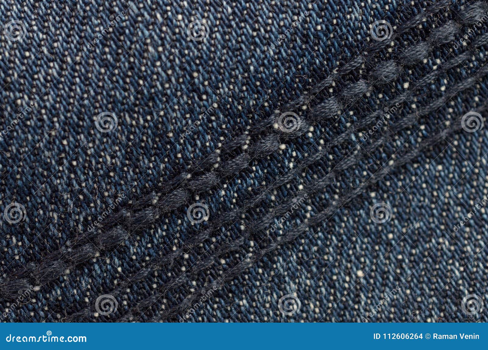 Textile Texture of Blue Jeans with Orange Stitching. Stock Photo ...