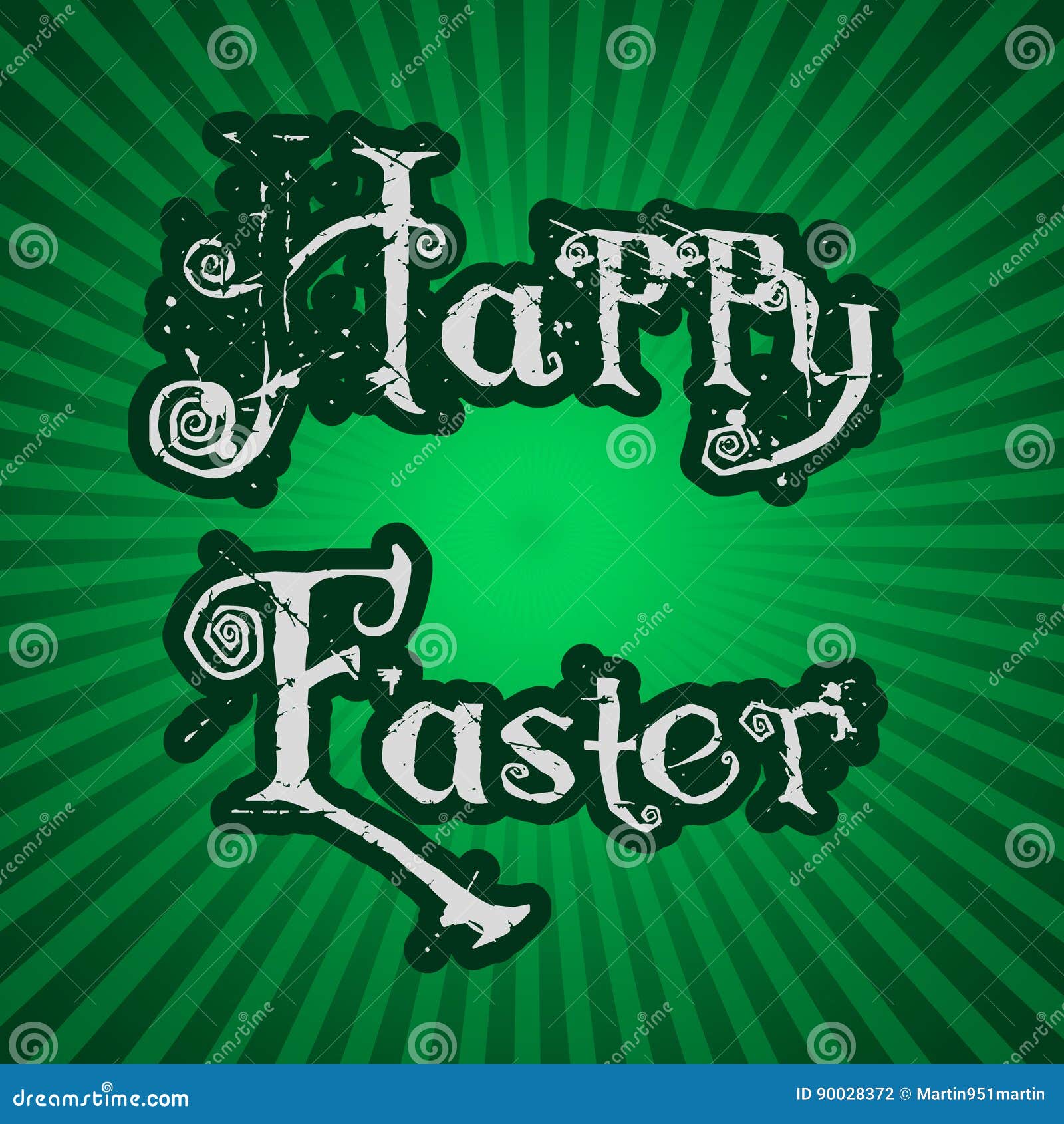 Texto Feliz De Easter No Fundo Listrado Verde Eps10 Ilustração do Vetor