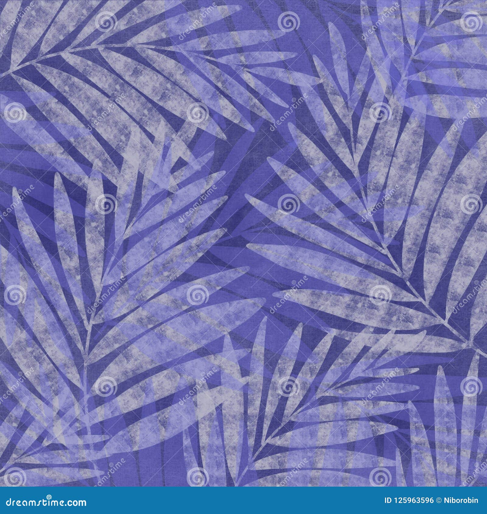 Textural Palm Frond Speckle Japanese Style Faded Denim Indigo Blue Batik Look Unique Design Background Stock Illustration Illustration Of Berries Blue