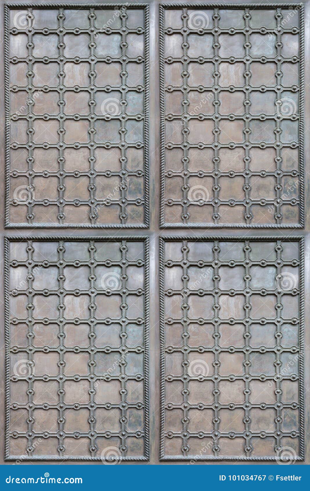Texture of Ancient Iron Gate with Decor Elements. Stock Image - Image