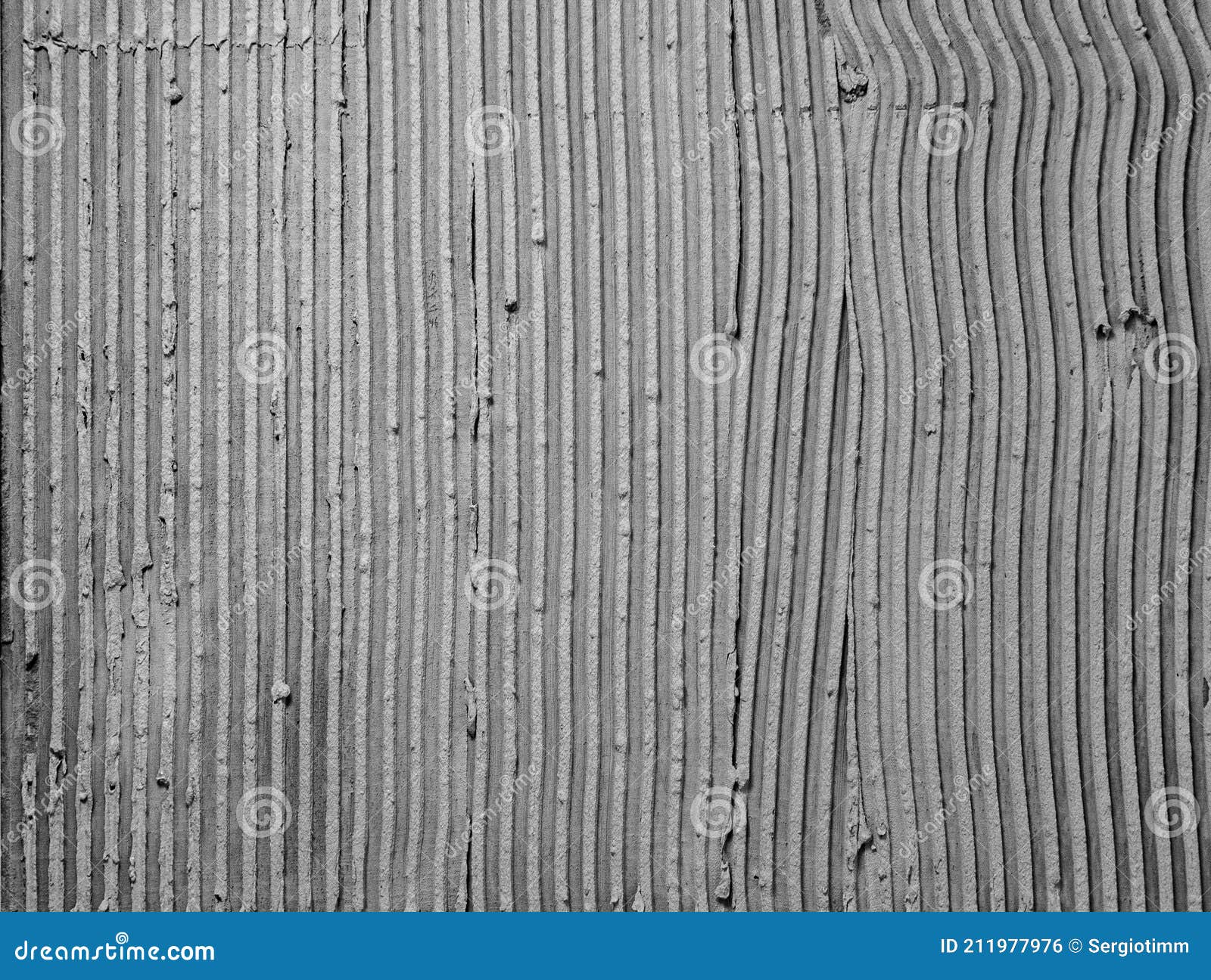 Texture Applied Tile Adhesive on Wall, Ribbed Concrete Background Close