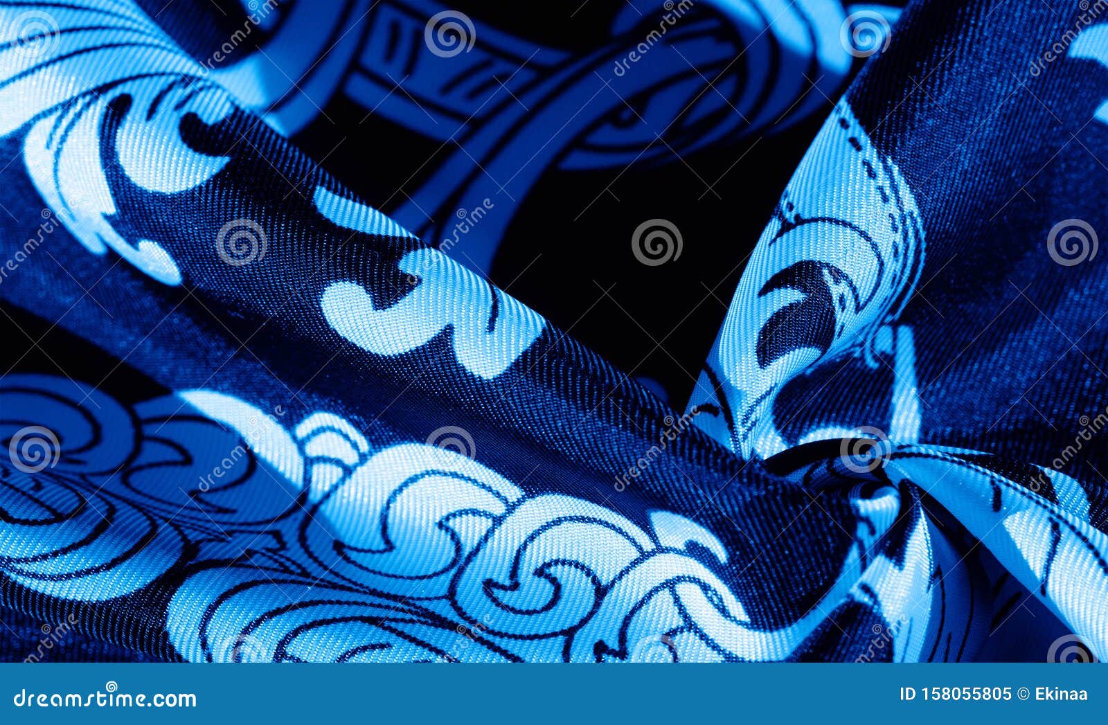 Texture, Background, Black Silk Fabric with a Monogram Pattern ...