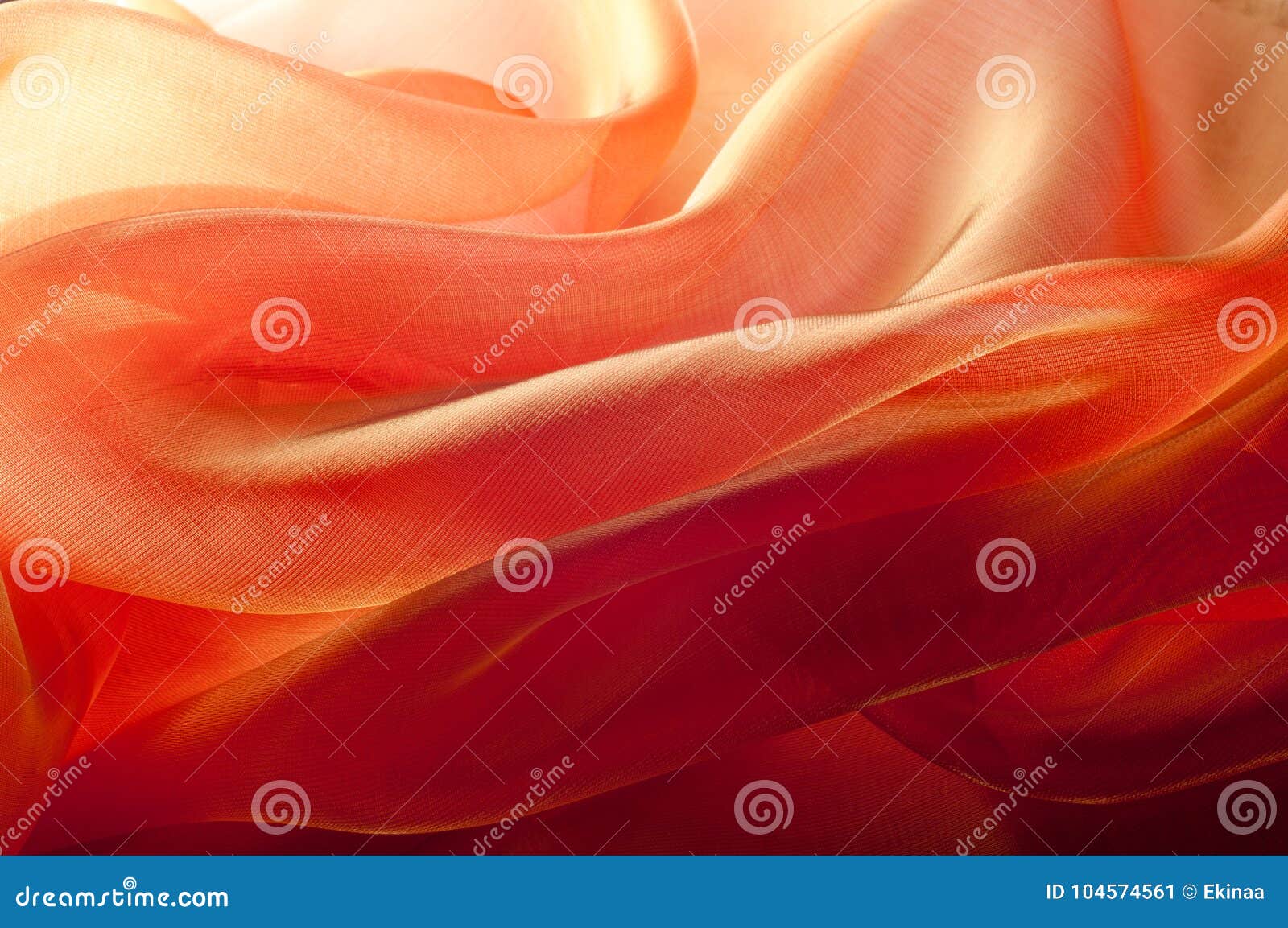 Texture, Background, Pattern. Orange Silk Fabric for Drapery Abs Stock