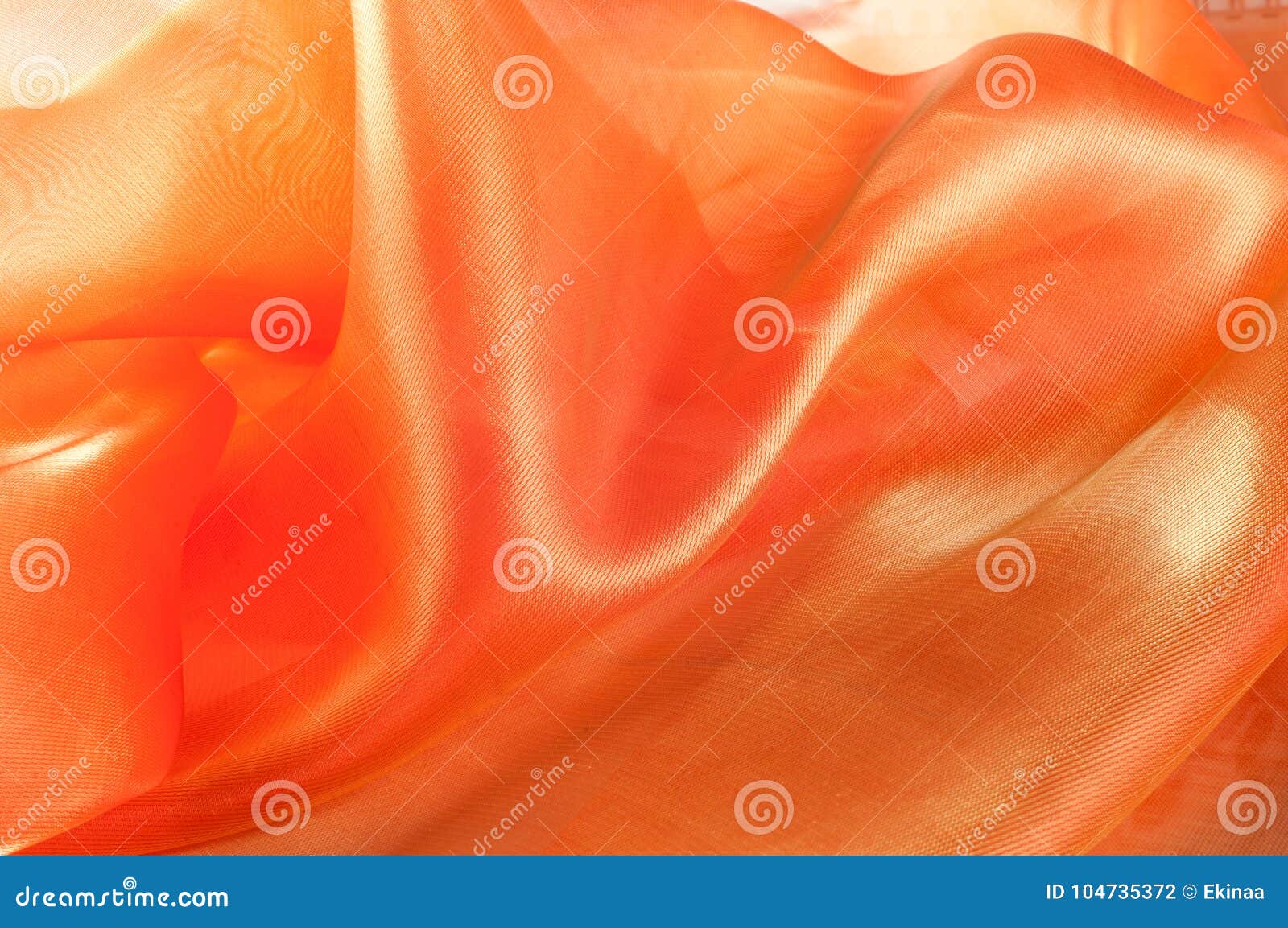 Texture, Background, Pattern. Orange Silk Fabric for Drapery Abs Stock