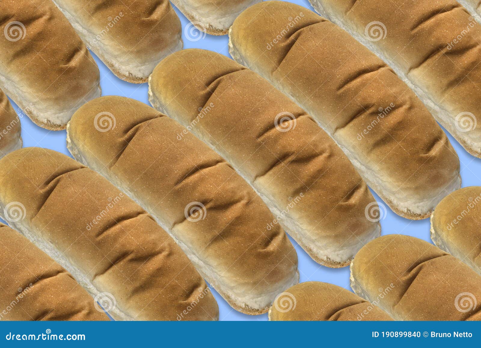 Texture Background with White Breads for Hot Dogs and Sandwiches Stock