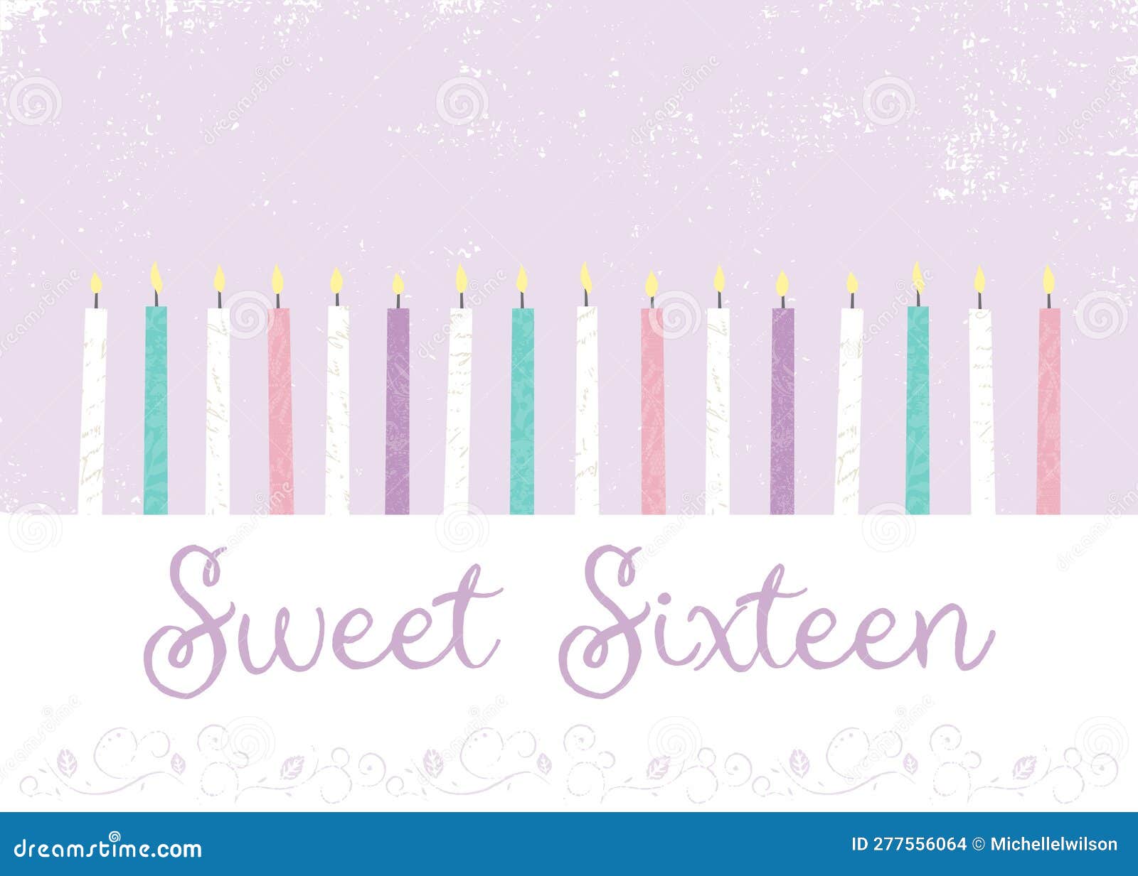 A Sweet Sixteen Row of Birthday Candles Stock Vector Illustration of